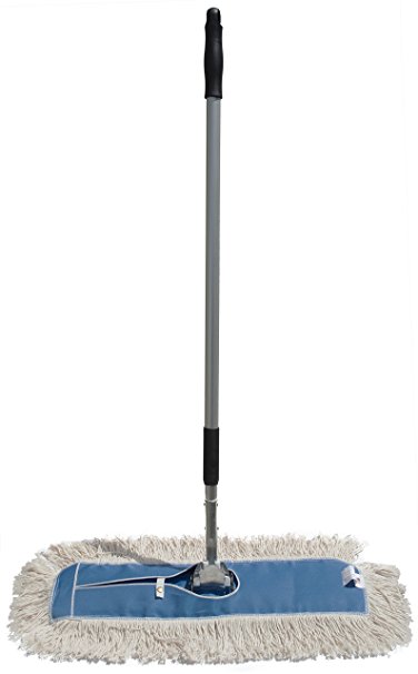 Nine Forty Industrial Strength Ultimate Cotton Dust Mop with Aluminum Quick Change Extension Handle and Frame – Hardwood Floor Broom (24" Wide X 5")