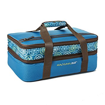 Rachael Ray Expandable Lasagna Lugger, Marine Blue Floral Medallion