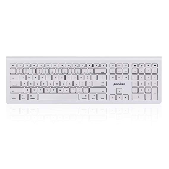 Perixx PERIBOARD-806 Bluetooth Multi Device Keyboard for MacBook Pro, MacBook Air, iMac, Mac Pro and iOS Devices - White - US English Layout