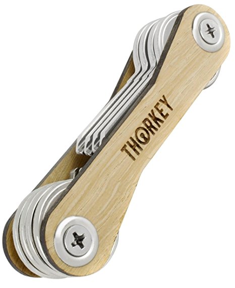Smart Key Holder by ThorKey - Compact Organizer Holds Up To 16 Keys - Premium Quality Oak
