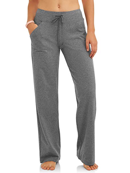 Athletic Works Women's Relaxed Fit Dri-More Core Cotton Blend Yoga Pants Available in Regular and Petite