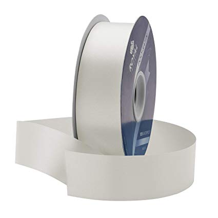 White Poly Satin Waterproof Ribbon 1 3/8" (#9) For Floral & Craft Decoration, 100 Yard Roll (300 FT Spool) Bulk, By Royal Imports (MADE IN ITALY )