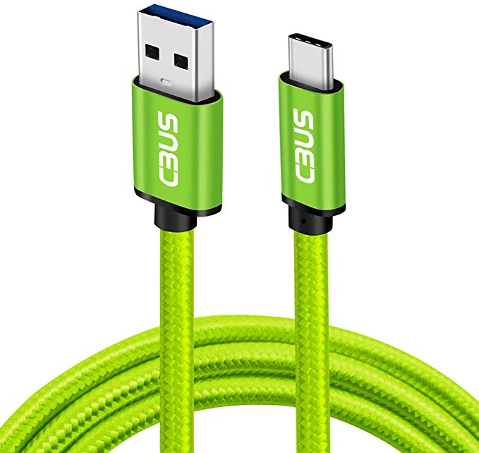 [3-Pack Green] CBUS 3A Heavy-Duty Double Braided USB-C 3.2 Cable to USB-A 3.0 Fast Charger Cable (0.5ft 3ft 6ft) for Galaxy S10e/S10/S10 /S9/S8, Tab S4/S3, LG V40, G7, G8 ThinQ, Moto G7, G7 Power, G6