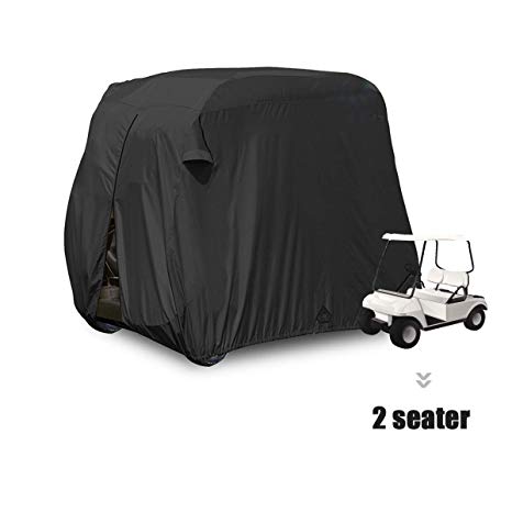 Upgrade 2 Passenger Outdoor Golf Cart Cover for EZ GO,Club Car, Yamaha, Movaland Custom Cart Cover with Extra PVC Coating Waterproof Dust Prevention