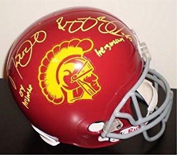 Reggie Bush & Matt Leinart Dual Signed Usc Trojans F/s Helmet W/ Heisman Nsc - Autographed College Helmets