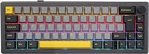 EPOMAKER EK68 65% ISO(UK) Layout RGB Mechanical Keyboard with Knob, Hot Swappable 2.4Ghz/Bluetooth 5.0/USB-C WiredNKRO Gasket Gaming Keyboard with 3000mAh Battery for Win/Mac(Budgerigar Switch)