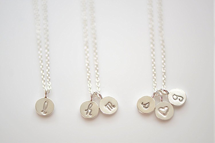 Dainty Tiny Sterling Silver Initial Necklace, Personalize Initial Necklace