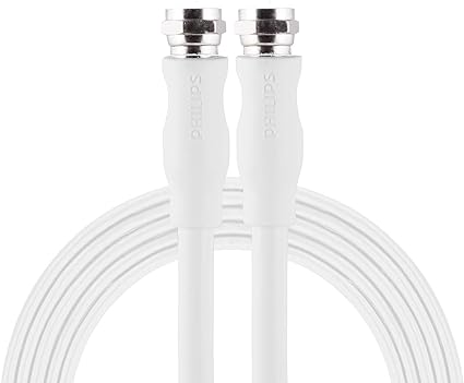 Philips RG6 Dual Shield Coaxial Cable, 25 ft. Ideal for TV Antenna DVR VCR Satellite Cable, F-Type Connectors, 3Ghz Digital, White, SWV2175H/37