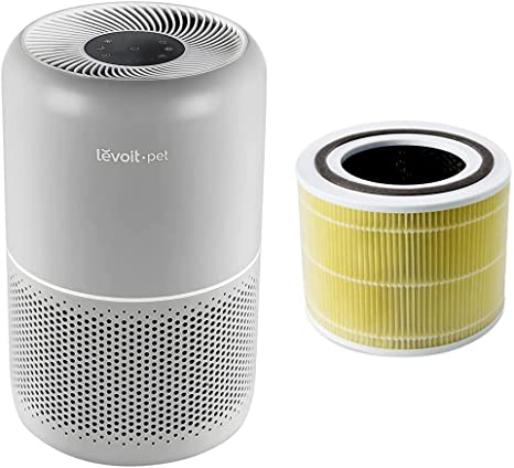 LEVOIT Air Purifier & Air Purifier Pet Allergy Replacement Filter, 3-in-1 True HEPA, High-Efficiency Activated Carbon, Core 300-RF-PA, 1 Pack, Yellow