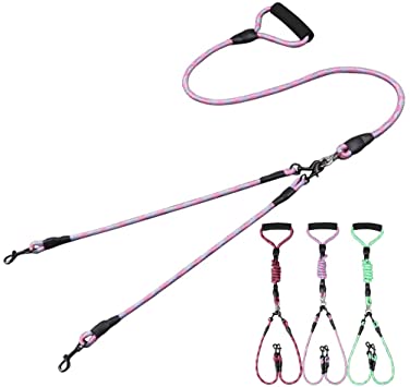 CHBORLESS Durable Dog Leashes for 2 Dogs Tangle Free Dual Dog Leash with Comfortable Padded Handle Heavy Duty Double Dog Leash