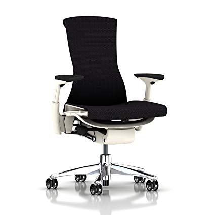Herman Miller Embody Chair: Fully Adj Arms - White Frame/Aluminum Base - Translucent Casters