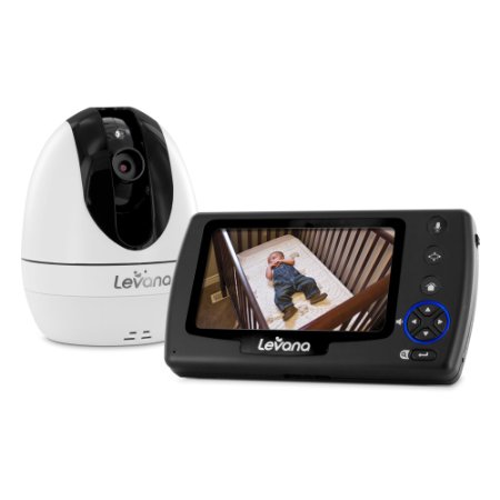 Levana Ovia Digital Baby Video Monitor with Talk to Baby Intercom and SD Recording, Black/White