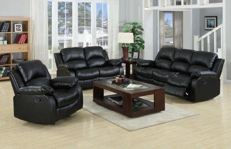 Valencia Black Recliner Leather Sofa Suite 32 Seater Brand New 12 Months warranty FREE DELIVERY