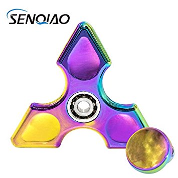 SENQIAO Colorful Zinc Alloy Tri Fidget Spinner Hand EDC Finger Spinner Toy Stress Reducer with Premier Ceramic Bearing For ADD, ADHD, Anxiety, and Adult Children (Colorful)