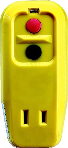 Tower Manufacturing 30340001 Auto-Reset 15 AMP 2-Prong GFCI Single-Outlet Adapter, Yellow