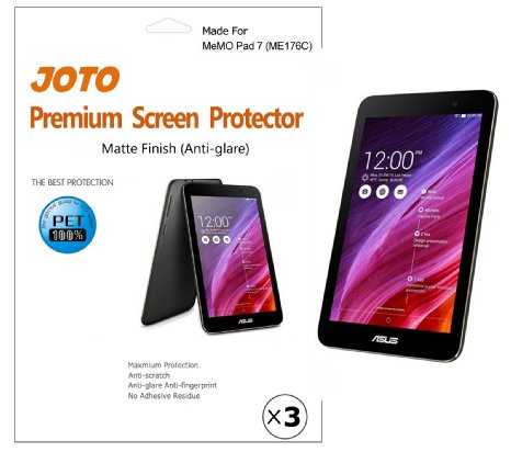 JOTO Screen Protector Film for 2014 ASUS MeMO Pad 7 (ME176CX) Tablet, Anti Fingerprint, Anti Glare (Matte Finish), will only fit New ASUS MeMO Pad 7 inch (ME176CX, ME176C), with Lifetime Replacement Warranty (3 Pack)