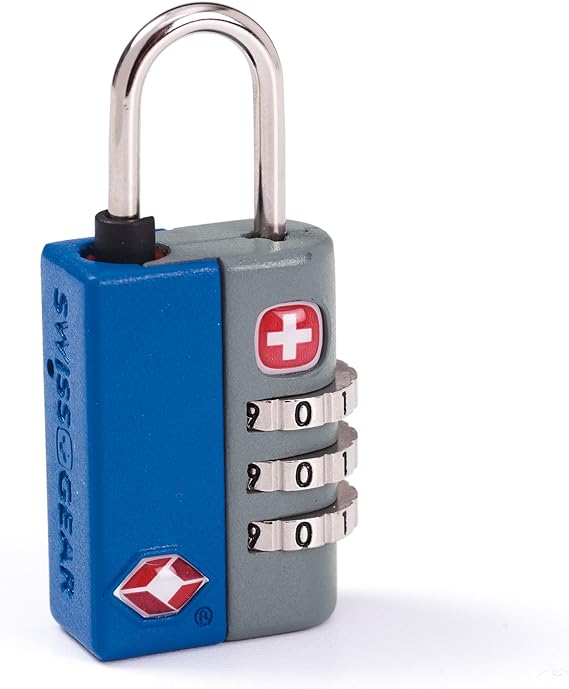 SwissGear TSA-Approved Travel Sentry Combination Luggage Lock with Resettable Combo and Inspection Indicator, Blue, One Size