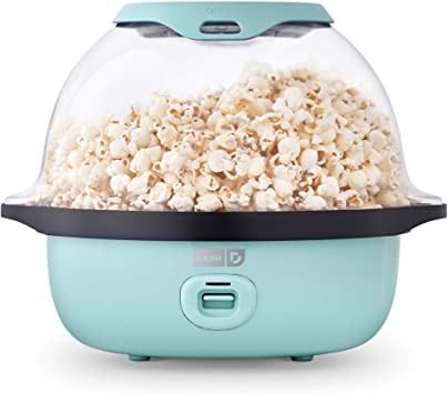 Dash DSSP355GBAQ02 SmartStore Deluxe Stirring Maker, Hot Oil Electric Popcorn Machine with Large Lid for Serving Bowl and Convenient Storage, 24 Cups, Aqua