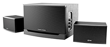Thonet and Vander Laut 300 Watt Wood Multimedia Audio Speaker System, 2.1 Stereo Speakers with Integrated Amplifier and Dual RCA Stereo Inputs, Black