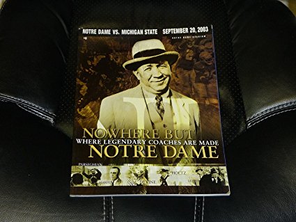 2003 MICHIGAN STATE AT NOTRE DAME COLLEGE FOOTBALL PROGRAM KNUTE ROCKNE POSTER
