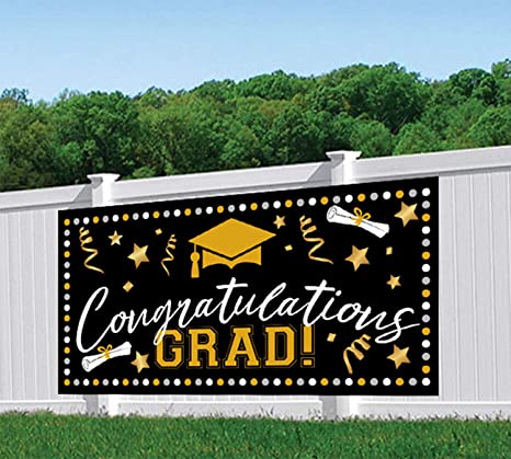 Graduation Backdrop Banner Decorations - Graduation Party Supplies 2020 Grad Congrats Photo Booth Prop Wall Decoration Indoor/Outdoor