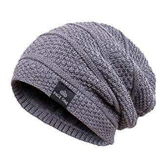 PAGE ONE Mens Winter Baggy Slouchy Beanie Hat Trendy Warm Cable Knit Cap Men Women