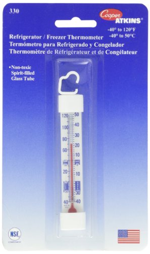 Cooper-Atkins 330-0-1 Refrigerator/ Freezer Vertical Glass Tube Thermometer