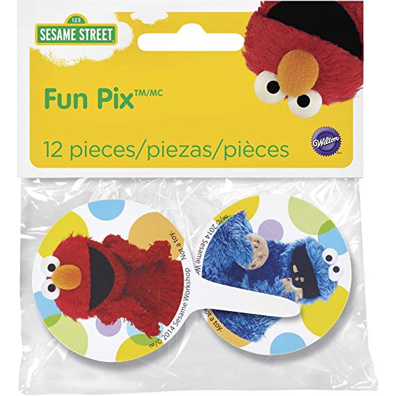 Wilton 2113-3470 12 Count Sesame Street Cupcake Toppers, Multicolor