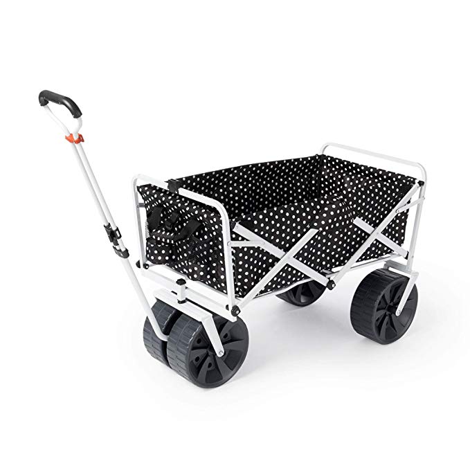 Mac Sports Heavy Duty All Terrain Folding Multi Utility Beach Wagon, Black Dots