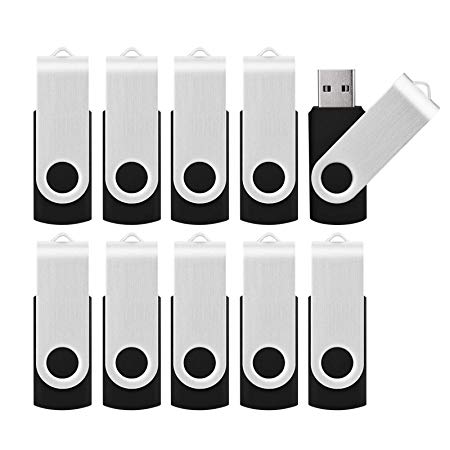 Kootion 50pcs 16 GB USB Flash Drive 16gb Bulk Flash Drives 50 Pack Thumb DriveSwivel Memory Stick Jump Drive, Black