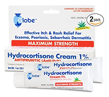 (2 PACK) Hydrocortisone Maximum Strength CREAM 1% with ALOE, USP 1oz (Compare to Cortizone-10)