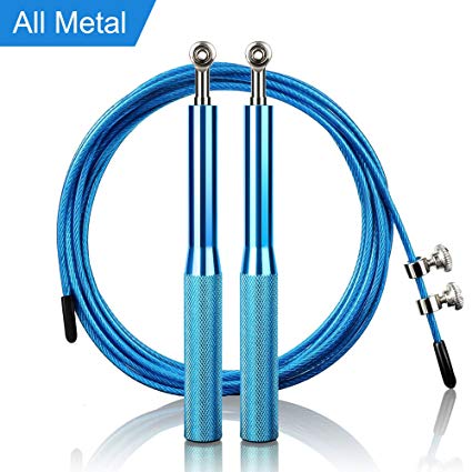 Skipping Ropes, Arteesol Speed Jump Rope with Anti-Slip Premium Aluminum Handle and Tangle-Free Adjustable Rope, Rapid Ball Bearings for Fitness Workouts Fat Burning Exercises, Crossfit and Boxing