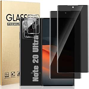 LETANG [2 2 Pack] Galaxy Note 20 Ultra Privacy Tempered Glass Screen Protector Camera Lens Film [9H Hardness] [ Full Coverage] Support fingerprint unlocking For Samsung Galaxy Note 20 Ultra 6.9 Inch