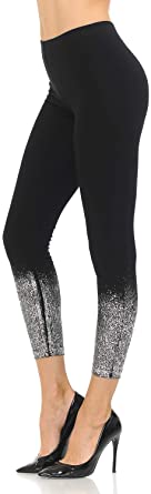 JDJ CO. Women's Premium Quality Ultra Soft Rayon Spandex Solid Gold,Silver Hand Glitter Leggings