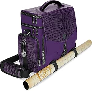 ENHANCE Travel Bag for DND Collector's Edition, Bag Compatible with Dungeons and Dragons, Battle Mat Holder, Dice Pockets and Accessories, Carry 4-8 Books (Purple Dragon)