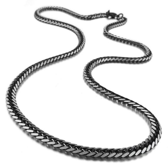 Men's 4.6mm Wide Stainless Steel Necklace Curb Chain Link Black 14~40 Inch