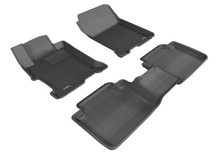 3D MAXpider Complete Set Custom Fit All-Weather Floor Mat for Select Honda Accord Models - Kagu Rubber (Black)