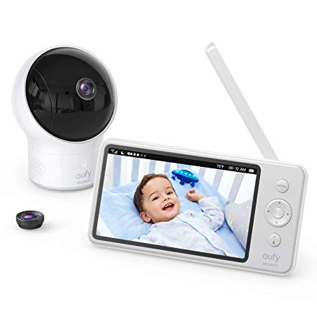 eufy Security SpaceView Baby Monitor, 5” LCD Display, 720p HD Resolution, 460 Ft Range, Wide-Angle Lens Included, Night Vision, 2-Way Audio, 2900mAh Rechargeable Battery, Smart Alert