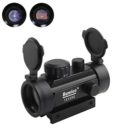 Red Green Dot Sight Rifle Scope Reflex Holographic Optics Tactical Fits 11mm/20mm Rail with Flip up Lens Cover for Airsoft Gun