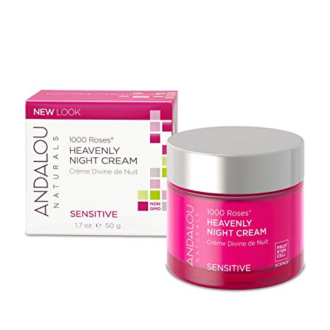 Andalou Naturals 1000 Roses Heavenly Night Cream, 1.7 Ounce, For Sensitive, Dry, Delicate or Easily Irritated Skin, Soothes & Calms