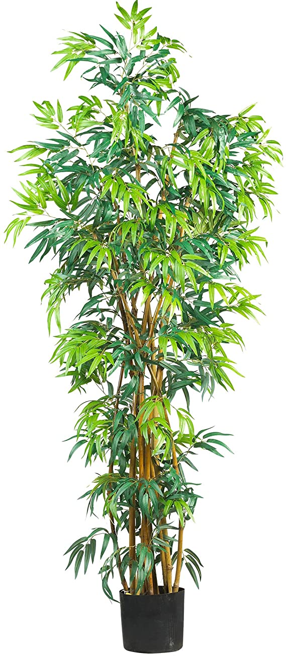 Nearly Natural 6' Curved Bamboo Silk Artificial Trees, 72 in, Green