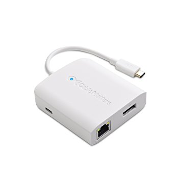 Cable Matters USB-C to 4K DisplayPort Multiport Adapter with 2x USB, Ethernet, and Power Delivery (Thunderbolt 3 Port Compatible for 2017 MacBook and iMac) in White