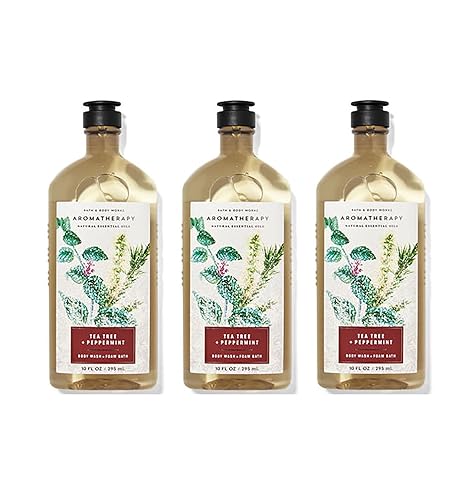 Bath & Body Works Aromatherapy Tea Tree   Peppermint Body Wash & Foam Bath, 10 fl oz per Bottle (3 Pack) (Tea Tree   Peppermint)