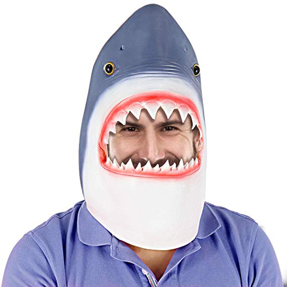 LETIN Deluxe Novelty Halloween Mask Costume Party Latex 3D Animal Shark Head Mask