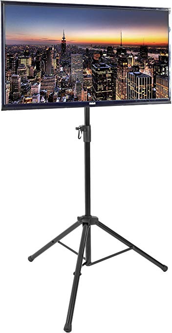 VIVO Black Tripod 32 to 55 inch LCD LED Flat Screen TV Display Floor Stand | Portable Height Adjustable Mount (STAND-TV55T)