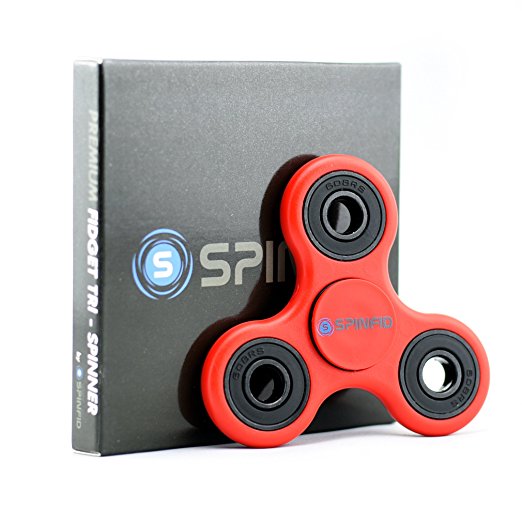 NEW Fidget Tri-Spinner 2017 UPGRADED (Non 3D Printed) Ultra Durable Frame, Dirt Resistant Reducing Stress,Anxiety,Nervous habits,Feeling overwhelmed. - Red 3  Min spinning time