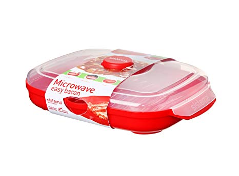 Sistema Microwave Easy Bacon, 28.7 x 21.9 x 7 cm, Red