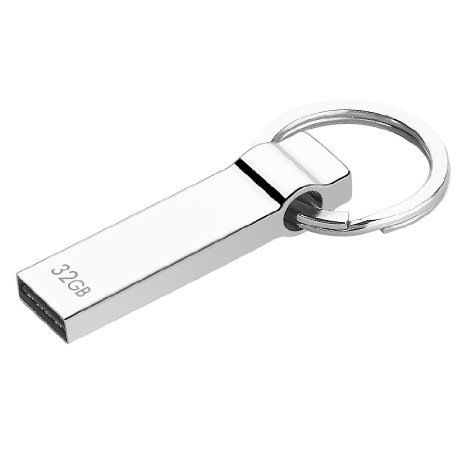 NASYA 32GB Metal USB Flash Drive 20 Waterproof Metal Pendrive Key Ring USB Memory Storage