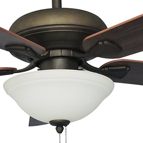 LED Energy Efficient 52-Inch Ceiling Fan & Remote with Nutmeg/Espresso Blades and White Glass Light Bowl,