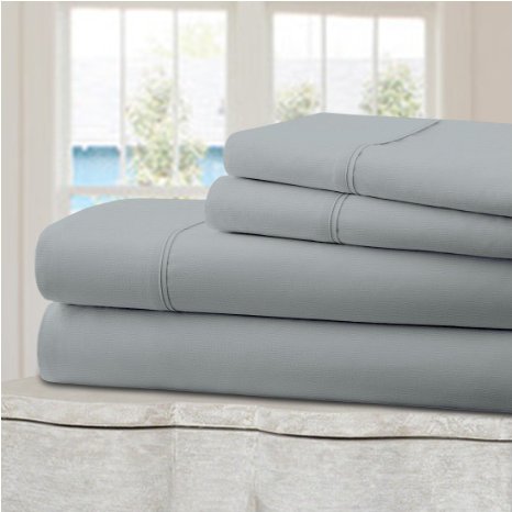 Ideal Linens Bed Sheet Set - Velvety Double Brushed Microfiber Bedding - Hotel Quality - Comfortable, Breathable and Soft - 4 Piece (Full, Light Gray)